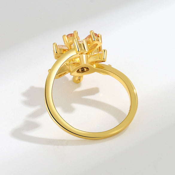Wholesale Copper Flower Rotating Ring Electroplated Anxiety Decompression Ring For Women