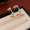 Wholesale Copper Flower Shaped Zircon Earrings Medieval Vintage Sweet Style