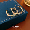Wholesale Copper Flower Shaped Zircon Earrings Medieval Vintage Sweet Style