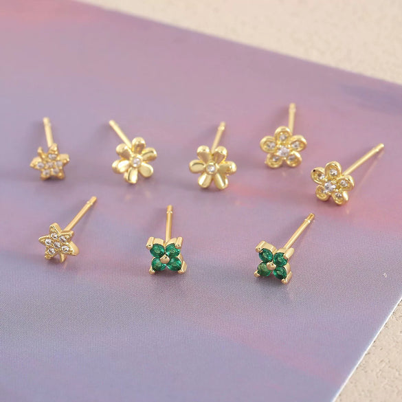Wholesale Copper Flower Style Electroplated Earrings For Women