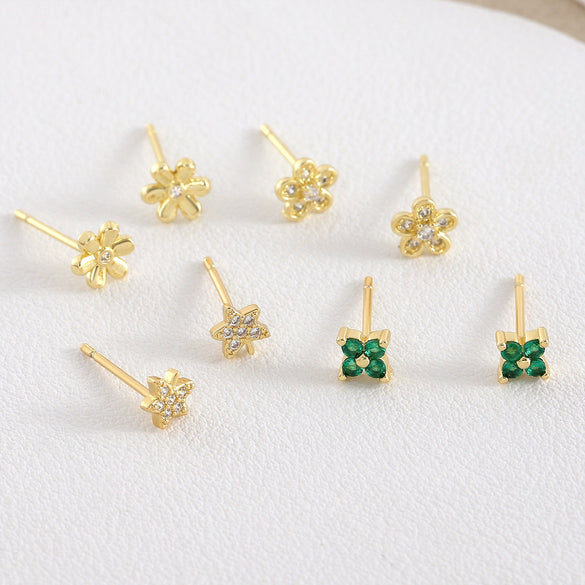 Wholesale Copper Flower Style Electroplated Earrings For Women