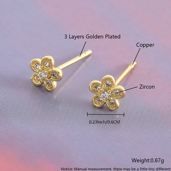 Wholesale Copper Flower Style Electroplated Earrings For Women