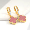 Wholesale Copper Fourleaf Clover Geometric Style Electroplated Earrings
