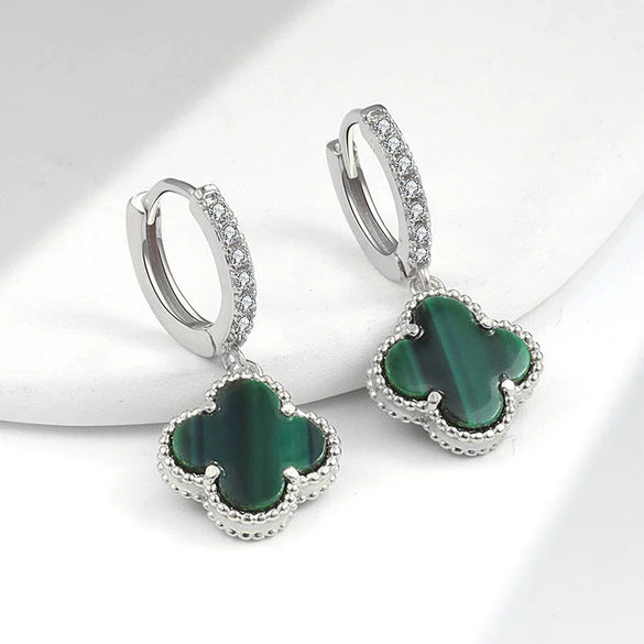 Wholesale Copper Fourleaf Clover Geometric Style Electroplated Earrings