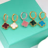 Wholesale Copper Fourleaf Clover Geometric Style Electroplated Earrings