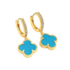 Wholesale Copper Fourleaf Clover Geometric Style Electroplated Earrings