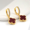 Wholesale Copper Fourleaf Clover Geometric Style Electroplated Earrings