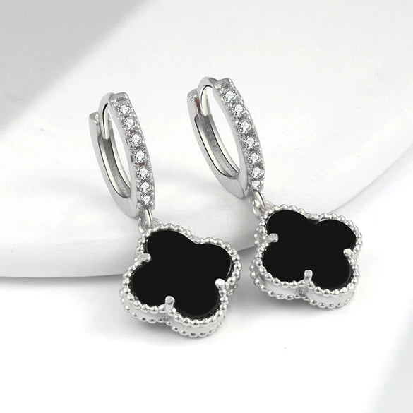 Wholesale Copper Fourleaf Clover Geometric Style Electroplated Earrings