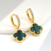 Wholesale Copper Fourleaf Clover Geometric Style Electroplated Earrings