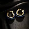 Wholesale Copper French Retro Klein Blue Oil Drop Geometric Women's Earrings With Dripping Oil Design