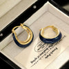 Wholesale Copper French Retro Klein Blue Oil Drop Geometric Women's Earrings With Dripping Oil Design