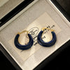 Wholesale Copper French Retro Klein Blue Oil Drop Geometric Women's Earrings With Dripping Oil Design