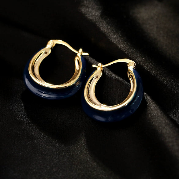 Wholesale Copper French Retro Klein Blue Oil Drop Geometric Women's Earrings With Dripping Oil Design