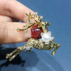 Wholesale Copper Fresh Water Pearl Deer Brooch Italian Craft Fashion Women's Jewelry