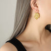 Wholesale Copper Frosted Leaf Earrings Electroplated For Women Fashion Personality Simple Style