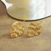 Wholesale Copper Frosted Leaf Earrings Electroplated For Women Fashion Personality Simple Style