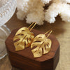 Wholesale Copper Frosted Leaf Earrings Electroplated For Women Fashion Personality Simple Style