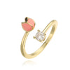 Wholesale Copper Fruit And Insect Pattern Dripping Oil Style Women's Ring