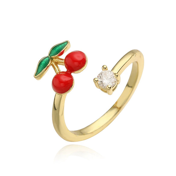 Wholesale Copper Fruit And Insect Pattern Dripping Oil Style Women's Ring