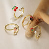 Wholesale Copper Fruit And Insect Pattern Dripping Oil Style Women's Ring