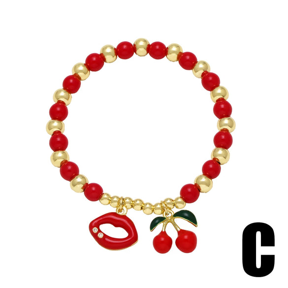 Wholesale Copper Fruit Beaded Bracelet With Electroplating