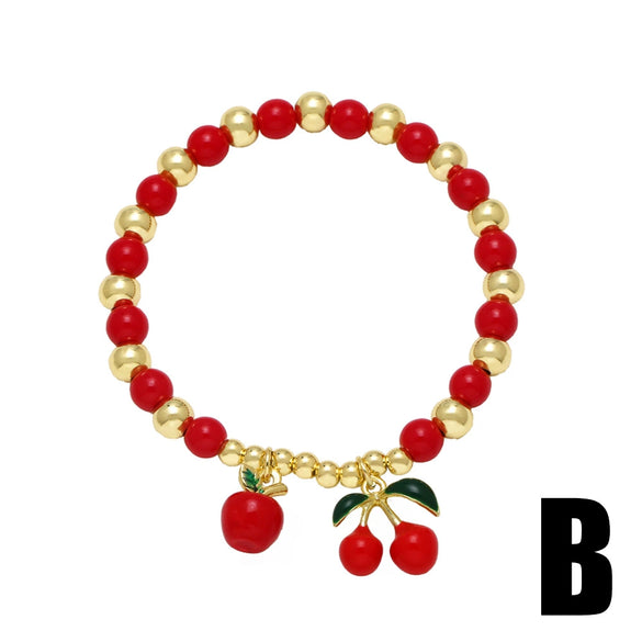 Wholesale Copper Fruit Beaded Bracelet With Electroplating