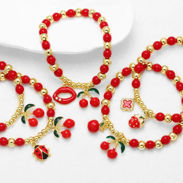 Wholesale Copper Fruit Beaded Bracelet With Electroplating