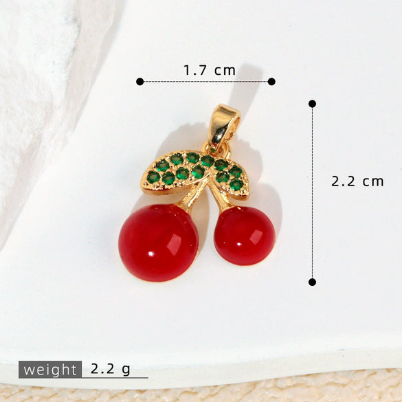 Wholesale Copper Fruit Pattern Pendant Collarbone Necklace With Oil Dropping Design And Electroplating Processing