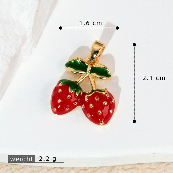 Wholesale Copper Fruit Pattern Pendant Collarbone Necklace With Oil Dropping Design And Electroplating Processing