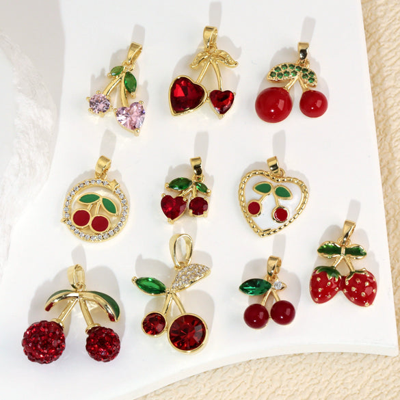 Wholesale Copper Fruit Pattern Pendant Collarbone Necklace With Oil Dropping Design And Electroplating Processing