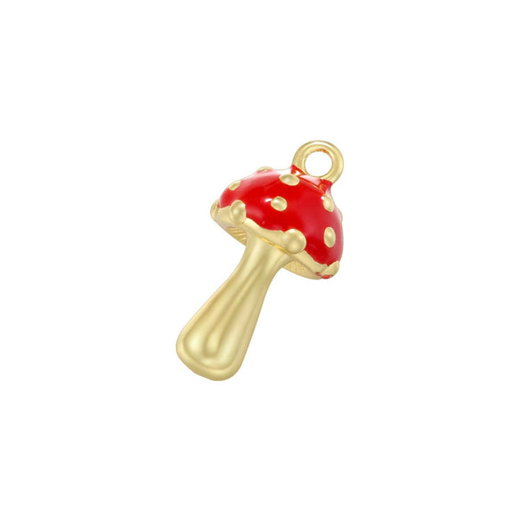 Wholesale Copper Fruit Shape Dripping Oil Style Mushroom Pendant Bracelet Necklace Accessories For Female