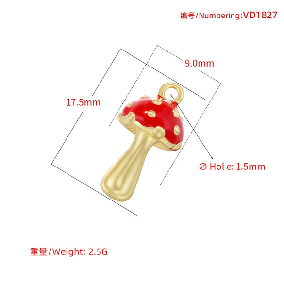 Wholesale Copper Fruit Shape Dripping Oil Style Mushroom Pendant Bracelet Necklace Accessories For Female