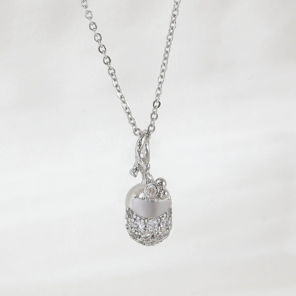 Wholesale Copper Fruit Shaped Diamond Nut Pine Cone Clavicle Necklace Electroplated For Women