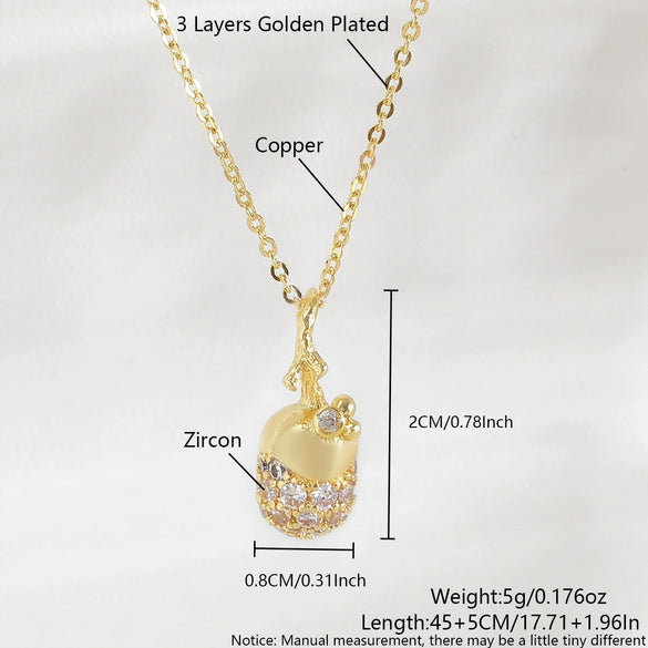 Wholesale Copper Fruit Shaped Diamond Nut Pine Cone Clavicle Necklace Electroplated For Women