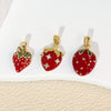 Wholesale Copper Fruit Shaped Dripping Oil Handmade Strawberry Necklace Pendant