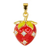 Wholesale Copper Fruit Shaped Dripping Oil Handmade Strawberry Necklace Pendant