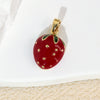 Wholesale Copper Fruit Shaped Dripping Oil Handmade Strawberry Necklace Pendant