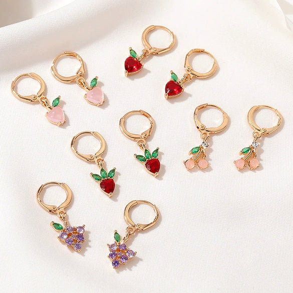 Wholesale Copper Fruit Zirconia Earrings For Women