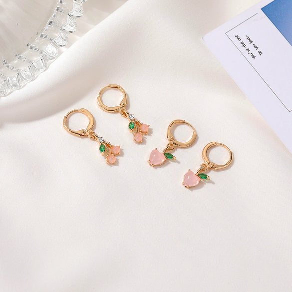 Wholesale Copper Fruit Zirconia Earrings For Women
