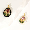 Wholesale Copper Geometric And Flower Patterned Dripping Oil Style Oval Hollow Garden Earrings Pendant