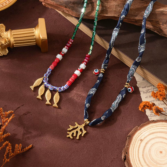 Wholesale Copper Geometric Animal Style Electroplated Bead Necklace For Women