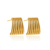 Wholesale Copper Geometric Asymmetrical Quadrilateral Square Striped Earrings With Electroplating Minimalist Style For Women