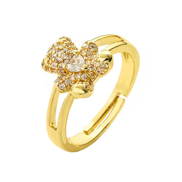 Wholesale Copper Geometric Bear Ring Microinlaid Zircon Unisex Style