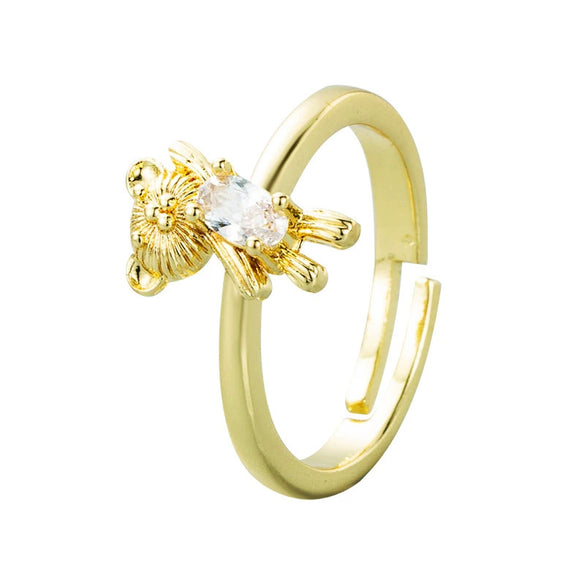 Wholesale Copper Geometric Bear Ring Microinlaid Zircon Unisex Style