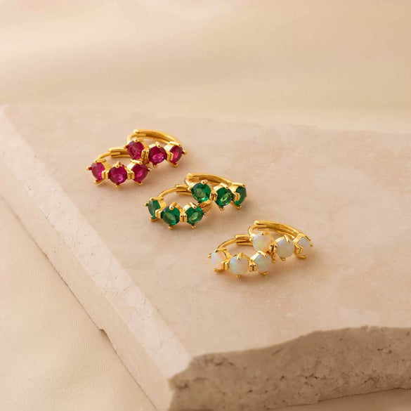 Wholesale Copper Geometric Birthstone Earrings For Women With Electroplating And 18K Gold Color Preservation