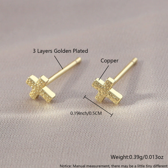Wholesale Copper Geometric Cross Earrings For Men And Women With Electroplating