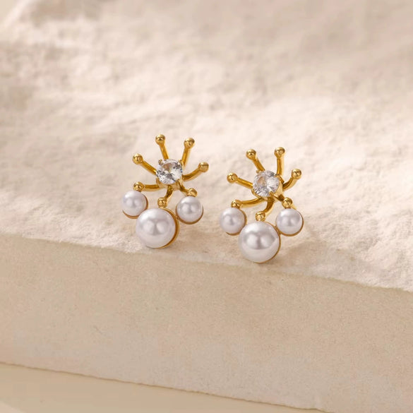 Wholesale Copper Geometric Cross Earrings Set With Diamonds Light Luxury Style For Women