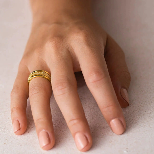 Wholesale Copper Geometric Cross Ring Three Piece Set For Women Elegant Style With Zirconia Treatment
