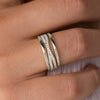 Wholesale Copper Geometric Cross Ring Three Piece Set For Women Elegant Style With Zirconia Treatment