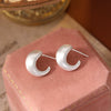 Wholesale Copper Geometric Cshaped Semicircular Hoop Earrings With Silver Brushed And Electroplating For Women